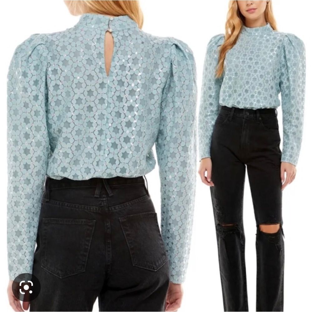 Nwt-Wayf Elan Lace Puff Sleeve Blouse